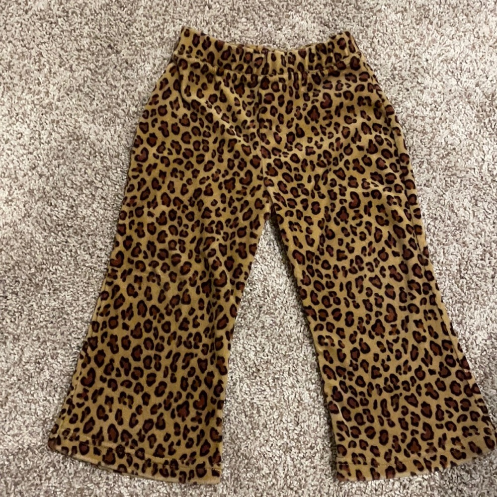 Cheetah little girls velour pants, 24 month